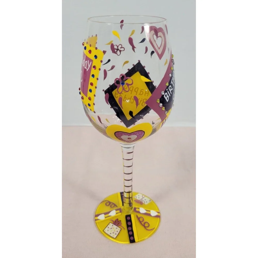Lolita Birthday Girl Love My Wine Collection Hand Painted Wine Glass